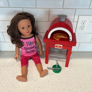 Girls Doll with Pizza Playset Lot